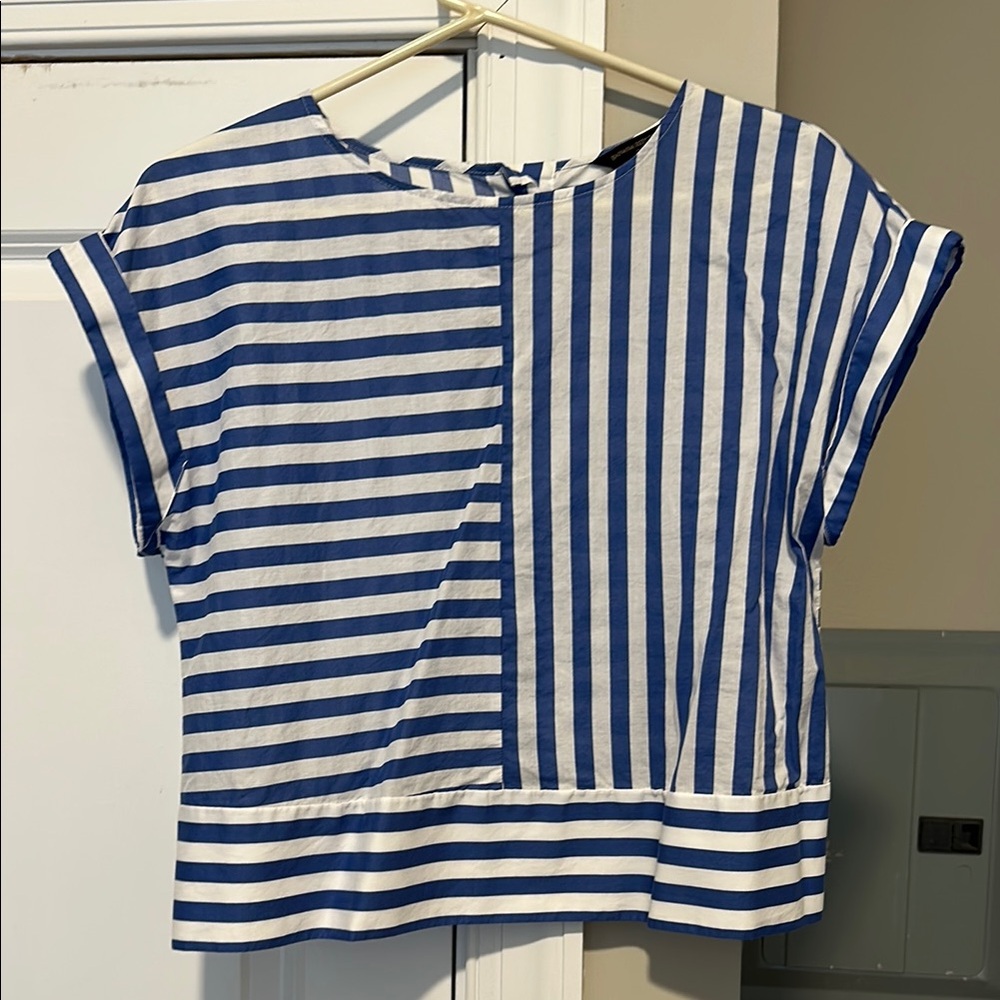 Banana Republic Blue and White Striped Blouse